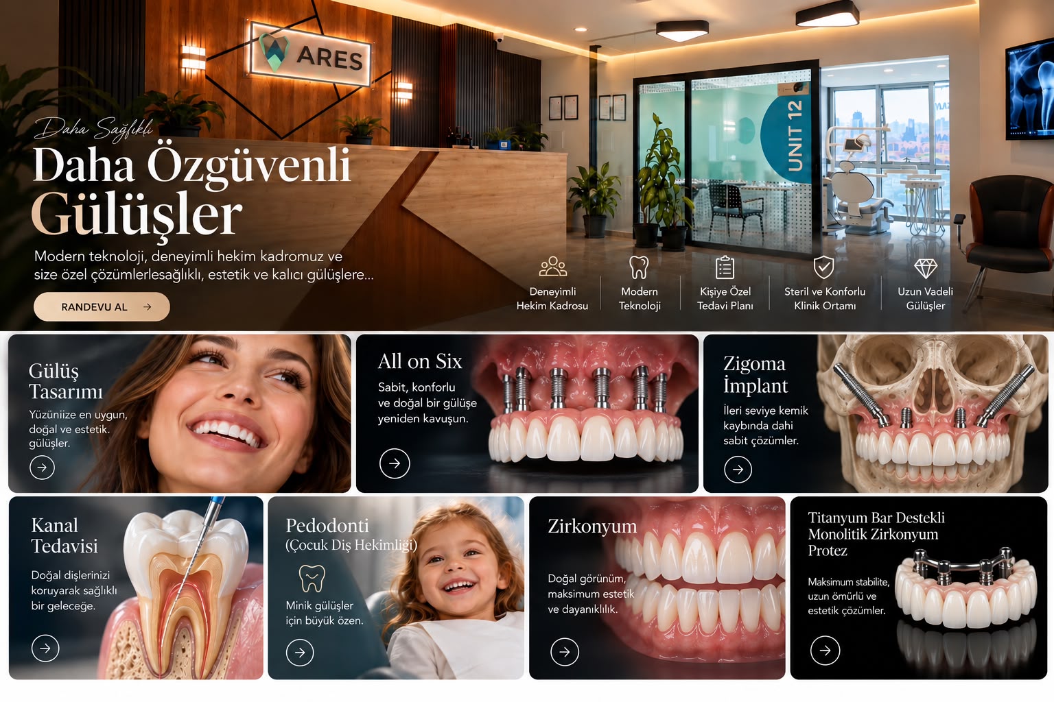 Ares polikliniği resepsiyon ve ARES tabela